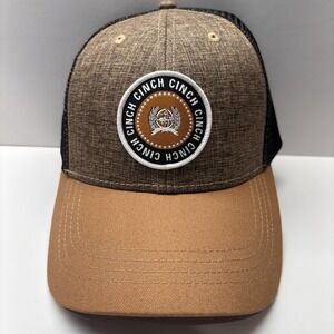 Cinch SnapBack Brown Trucker Cap Brown Black Mesh Hat Western Workwear